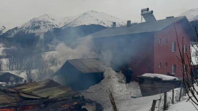 Nurbay USTA/ ŞAVŞAT(Artvin), (DHA)- ARTVİN’in Şavşat ilçesinde çıkan yangında ahşap