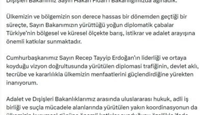 ANKARA, (DHA)- DIŞİŞLERİ Bakanı Hakan Fidan, Adalet Bakanı Akın Gürlek’i