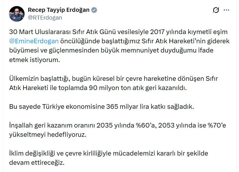 ANKARA, (DHA)- CUMHURBAŞKANI Recep Tayyip Erdoğan, "Ülkemizin başlattığı, bugün küresel