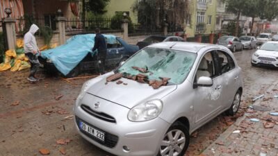 Ramazan ÇETİN/DENİZLİ, (DHA)-DENİZLİ'de etkili olan kuvvetli rüzgar nedeniyle ağaçlar devrildi,