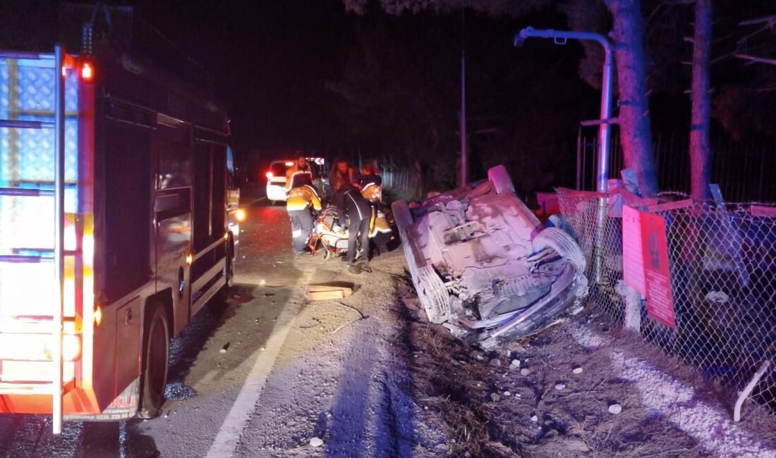 Ünsal YÜCEL/KEŞAN(Edirne),(DHA)-EDİRNE’nin Keşan ilçesinde sürücüsünün kontrolünü kaybettiği otomobilin takla atması