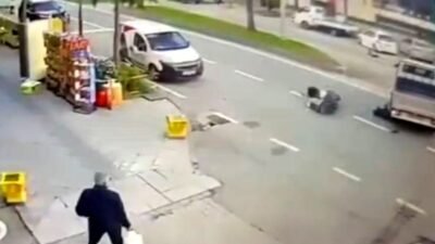 Salim SARIKOÇ/ARAKLI (Trabzon), (DHA)- TRABZON’un Araklı ilçesinde devrilip sürüklenen motosikletiyle