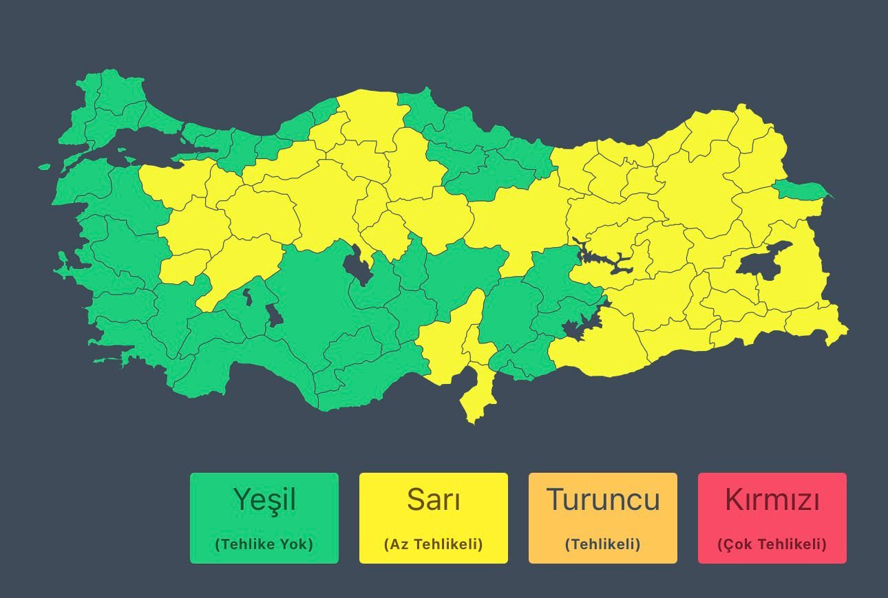 ANKARA, (DHA)- İÇİŞLERİ Bakanlığı, bugün ve yarın birçok ilde etkili
