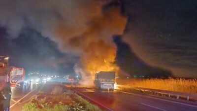 Yasin KESKİN/ KARACABEY(Bursa), (DHA)- BURSA’nın Karacabey ilçesinde seyir halindeki buğday