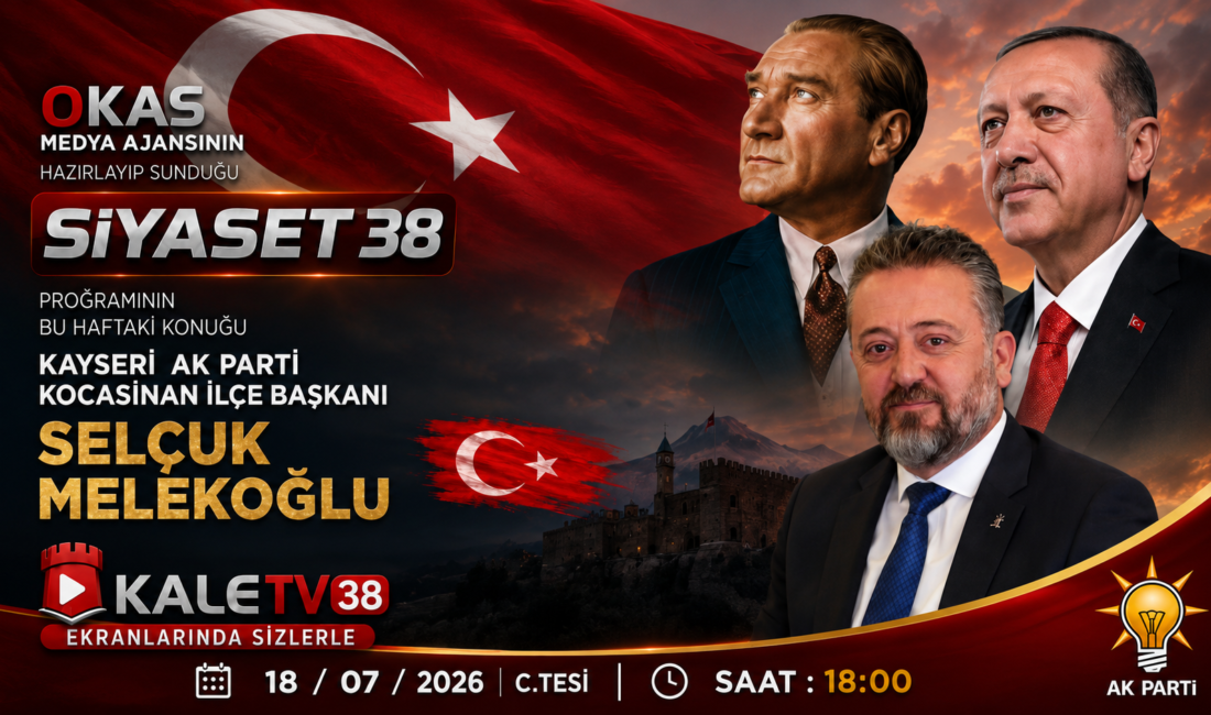 AK Parti Kocasinan İlçe Başkanı Selçuk MELEKOĞLU, yarın KaleTV ekranlarına çıkacak! Cumartesi günü Sn. Selçuk MELEKOĞLU KaleTV kanalımızda saat 18:00’da canlı