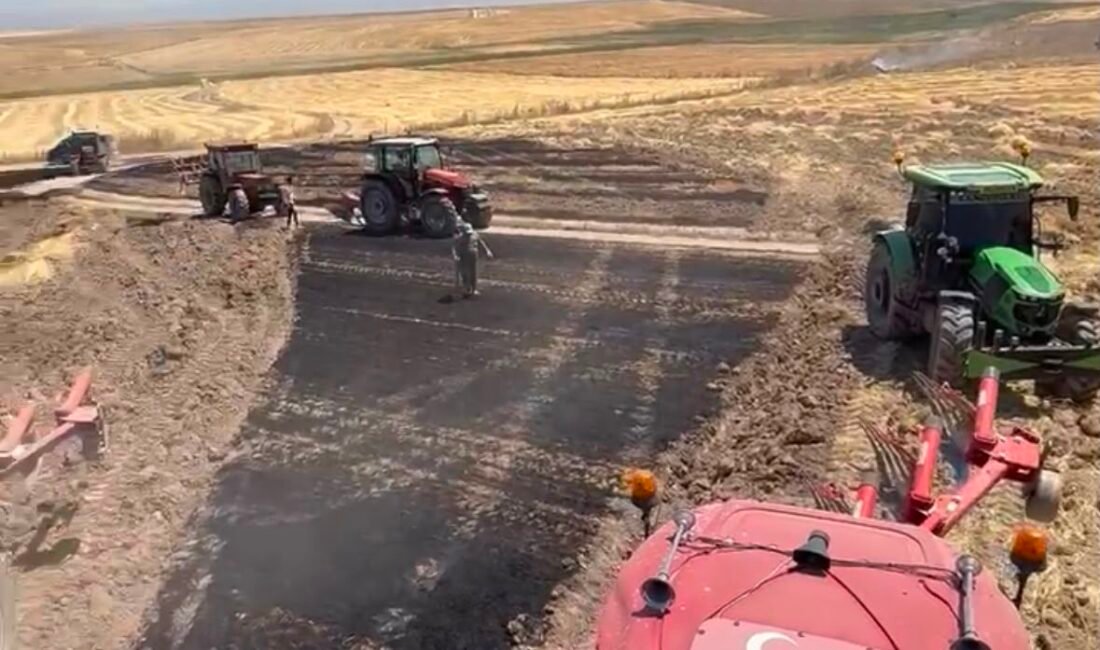 Kayseri’nin Bünyan ilçesine bağlı Ağcalı Mahallesinde çıkan anız yangını, belediye